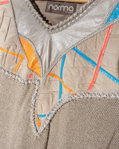 1980s Norma Canada Mixed Fibre - Suede Knit and Ribbon Top