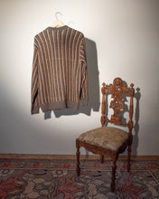 Load image into Gallery viewer, 1960s Brown Stripe Bouclé Knit Sweater with Variegated Yarn