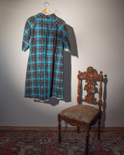 Load image into Gallery viewer, 1960s A-Line Plaid Smock Dress with Ric Rac Trim M-L