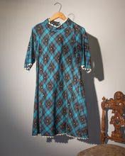 Load image into Gallery viewer, 1960s A-Line Plaid Smock Dress with Ric Rac Trim M-L
