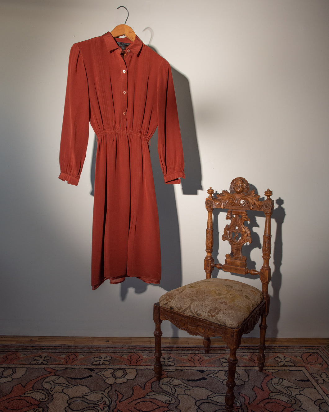 70s Burnt Orange Silk Shirtwaist Dress – nouveaurichevintage