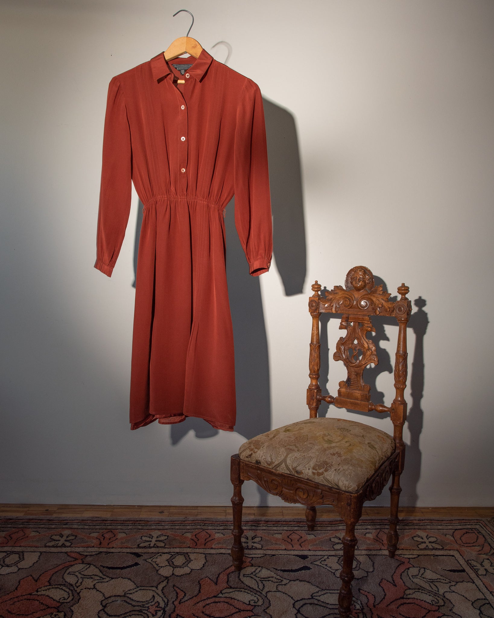 70s Burnt Orange Silk Shirtwaist Dress nouveaurichevintage 70s Burnt Orange Silk Shirtwaist Dress nouveaurichevintage