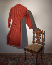 Load image into Gallery viewer, 70s Burnt Orange Silk Shirtwaist Dress