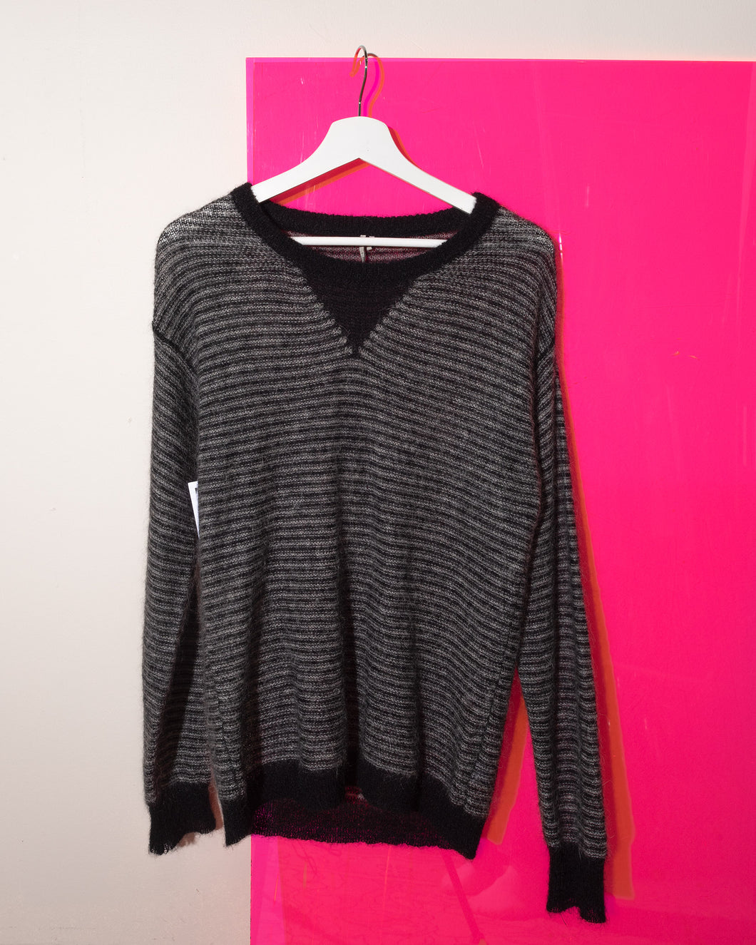 Grey and Black Striped Mohair Iro Sweater