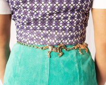 Load image into Gallery viewer, 80s High Waisted Green Suede Pants with Zip Pockets