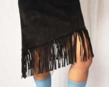 Load image into Gallery viewer, Fringe Suede Asymmetrical Skirt 26 w