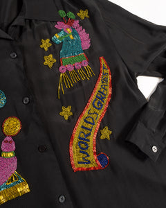 Bob Mackie Beaded Circus Theme Silk Blouse