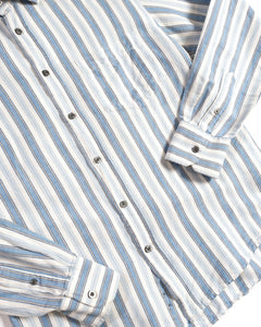 1990s Esprit Cotton  and Linen Blue and White Stripe Shirt