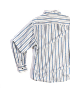 1990s Esprit Cotton  and Linen Blue and White Stripe Shirt