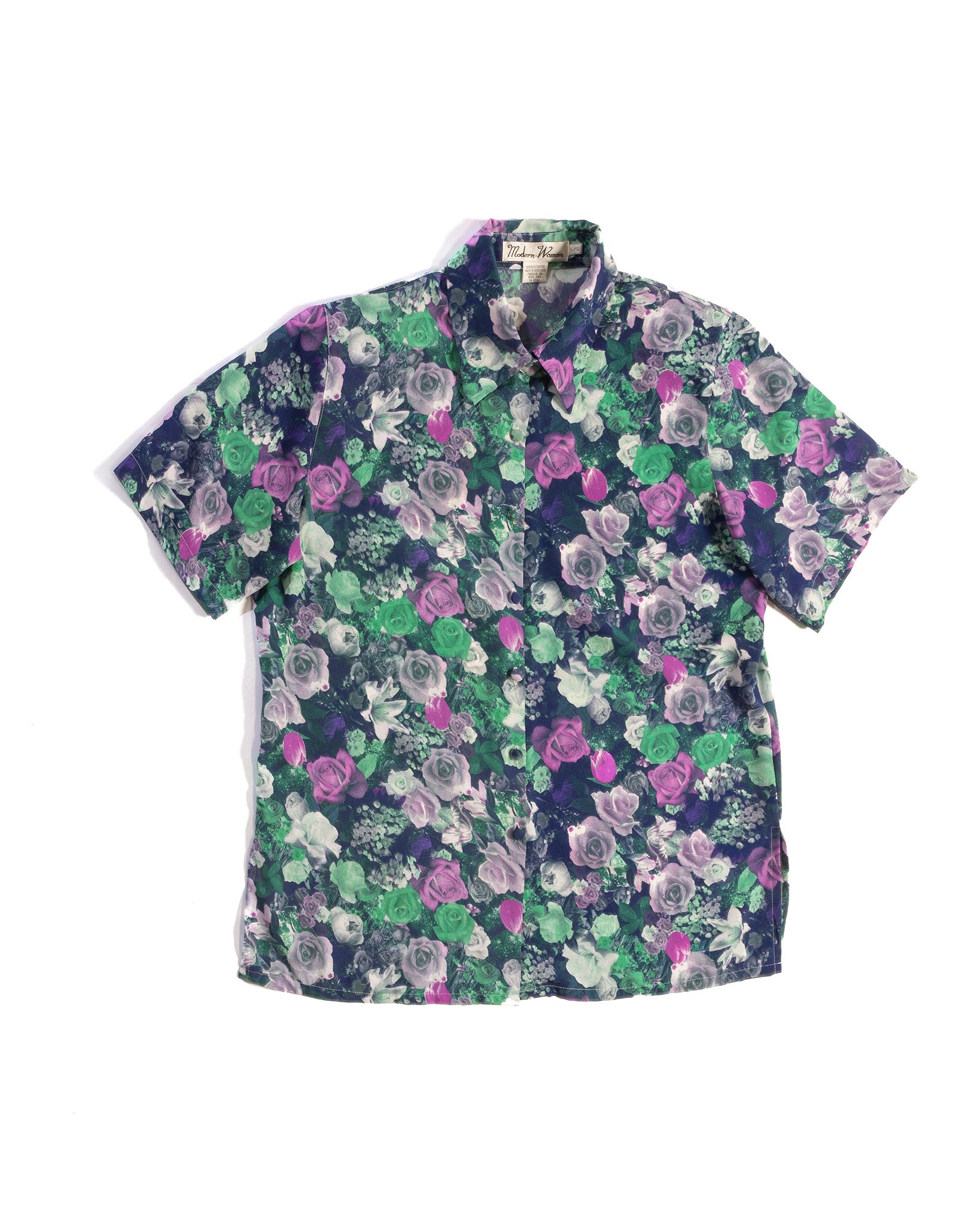 90s Photo Print Digital Rose Short Sleeve Shirt