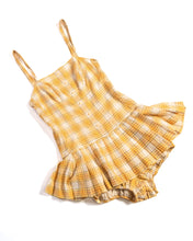 Load image into Gallery viewer, 1950s Catalina Yellow Check Cotton Beach Swim Playsuit with Pleated Skirt