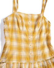 Load image into Gallery viewer, 1950s Catalina Yellow Check Cotton Beach Swim Playsuit with Pleated Skirt