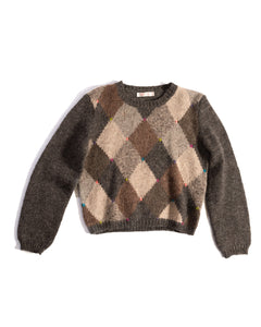 1980s Esprit Argyle Cropped Sweater