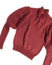 Load image into Gallery viewer, 70s Raspberry LaceKnit Mutton Sleeve Sweater