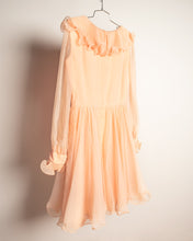 Load image into Gallery viewer, 1960s Miss Elliette Peach Ruffle Chiffon Dream Dress