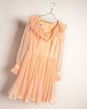 Load image into Gallery viewer, 1960s Miss Elliette Peach Ruffle Chiffon Dream Dress