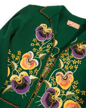 Load image into Gallery viewer, 1940s Pansy Embroidered Green Wool Mexican Jacket