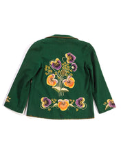 Load image into Gallery viewer, 1940s Pansy Embroidered Green Wool Mexican Jacket