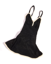 Load image into Gallery viewer, 1940s Jantzen Black Terry Swimsuit with White Ruffle Trim