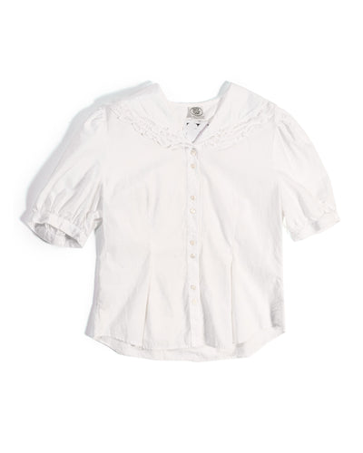 Laura Ashley Cotton Lace Puff Sleeve Blouse