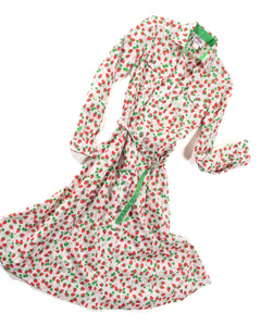Lanz 1970s Cotton Strawberry Print Shirt Dress with Belt