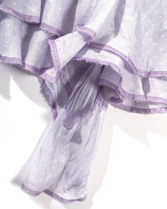 Comme Des Garcons Lavender Polka Dot Slip Dress with Asymmetrical Ruffle Hem