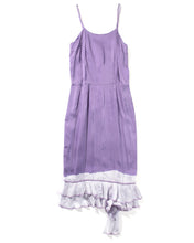 Load image into Gallery viewer, Comme Des Garcons Lavender Polka Dot Slip Dress with Asymmetrical Ruffle Hem