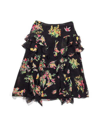 90s Anna Sui Silk Chiffon Skirt