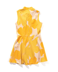 1960s Leslie Fay Sunflower Print Mini Dress Med lg