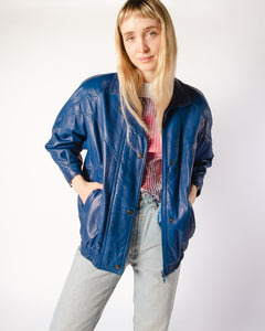 80s Bagatelle Blue  Buttery Leather Bomber