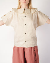 Load image into Gallery viewer, Kansai Linen Top with Cut-Outs and Large Sculpted Collar