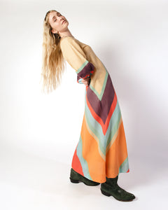 1970s Rainbow Stripe Maxi Dress