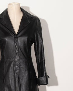 Black Leather Midi jacket