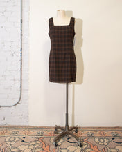 Load image into Gallery viewer, 1990s Brown Plaid Wool Blend Mini sleeveless dress
