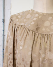 Load image into Gallery viewer, 80s jacquard silk dress with scalloped yoke and matching belt