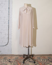 Load image into Gallery viewer, 1980s Pleated Beige Georgette Neck-Tie Tent Dress