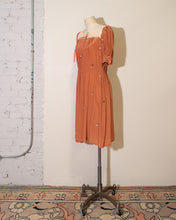 Load image into Gallery viewer, 70s Sienna Silk Short Sleeve Dress with Lace Panels S-M