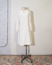 Load image into Gallery viewer, 1970s Heavy Textured Cotton Neiman Marcus Long Sleeve Dress with Embroidered Cuffs