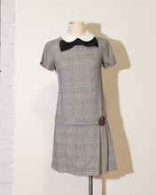 Load image into Gallery viewer, 1960s Plaid Mini with Pleated Skirt and Peter Pan Collar, Bow and Belt