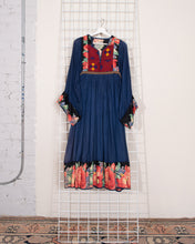 Load image into Gallery viewer, 70s Patchwork and Embroidered Cotton Dress with Antique Textile