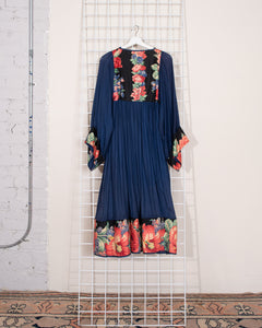 70s Patchwork and Embroidered Cotton Dress with Antique Textile