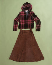 Load image into Gallery viewer, Plaid Chenille Velour Hooded Zip Jacket