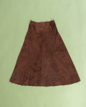 Load image into Gallery viewer, Long Brown A-Line Suede Skirt