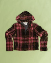 Load image into Gallery viewer, Plaid Chenille Velour Hooded Zip Jacket