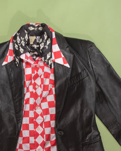 90s Black Leather Blazer- Lauren