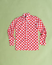 Load image into Gallery viewer, 70s Red and White Check Cotton Shirt with Dagger Collar