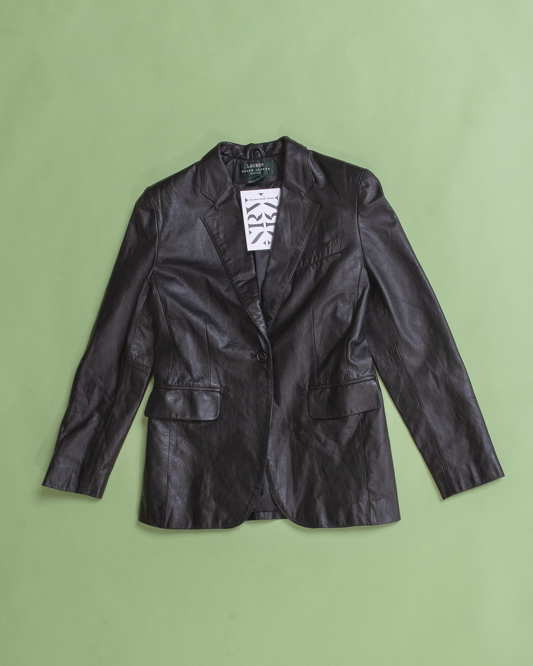 90s Black Leather Blazer- Lauren