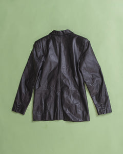 90s Black Leather Blazer- Lauren