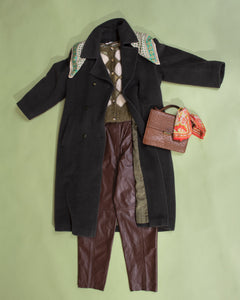 Sage & Forest Green Harlequin Diamond Cable Mohair Cardigan