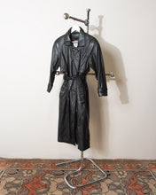 Load image into Gallery viewer, Black Leather Trench with Removable Thinsulate Lining